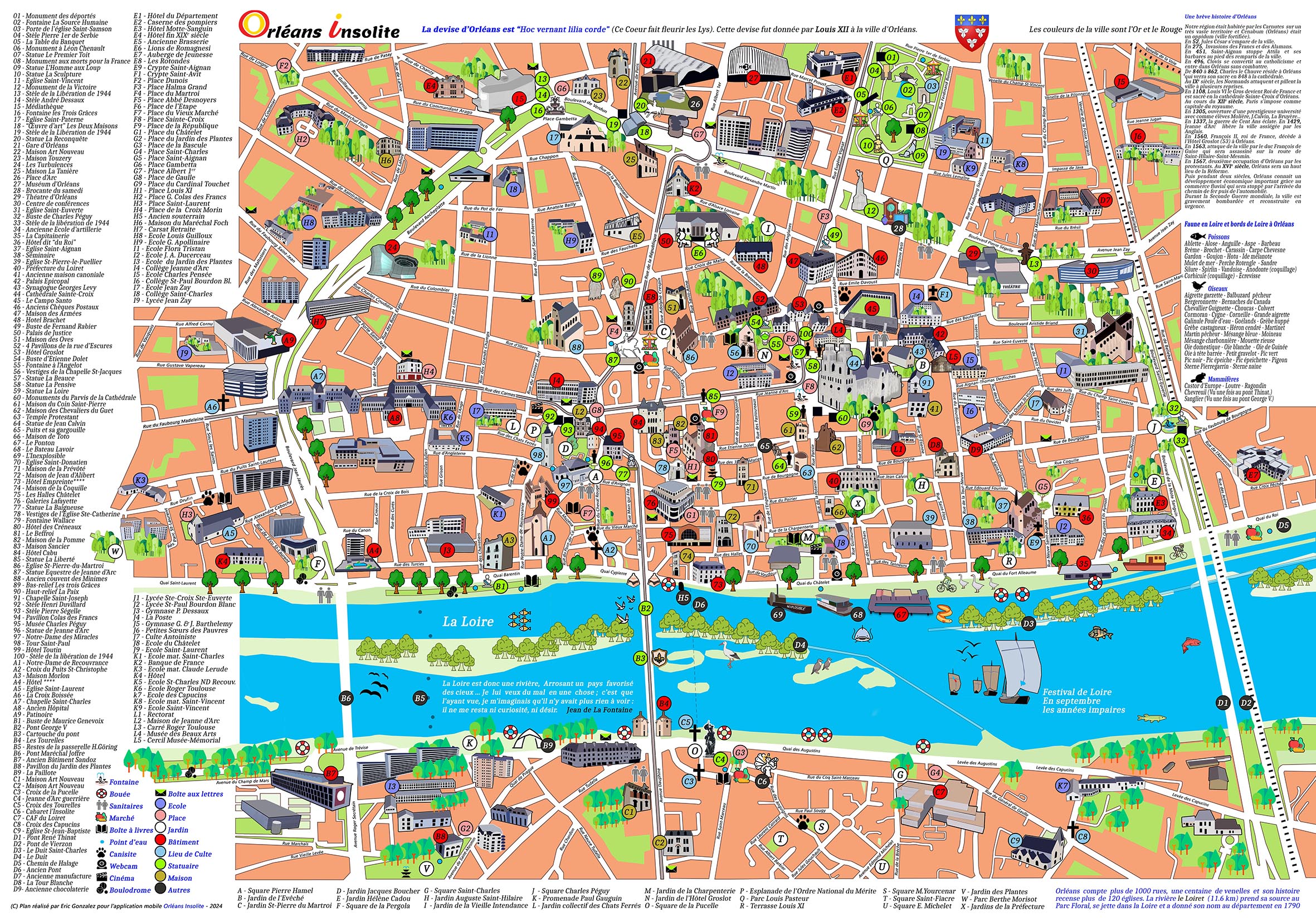 Carte Orléans Insolite - 70x50 - Livraison ou retrait sur place