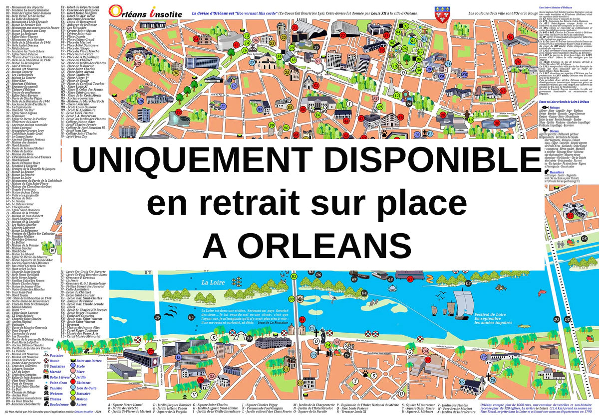 Carte Orléans Insolite 100x70 - Uniquement en retrait sur place - Pas de livraison